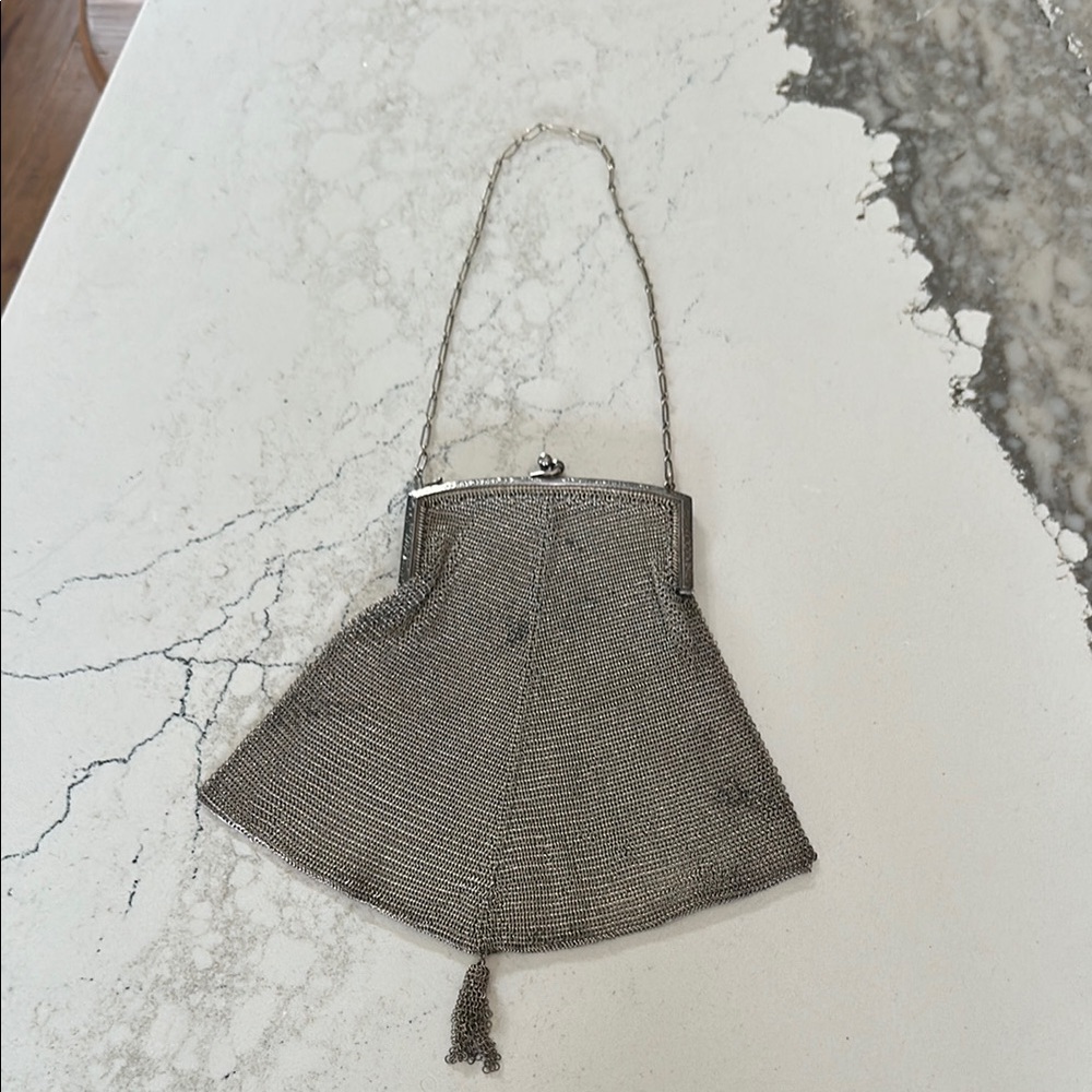 Antique handbag , Silver Mesh Wristlet
